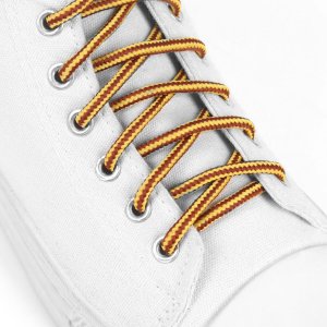 Шнурки для обуви, пара, круглые, d = 5 мм, 110 см, цвет коричневый/желтый ONLITOP. Цвет: коричневый, желтый