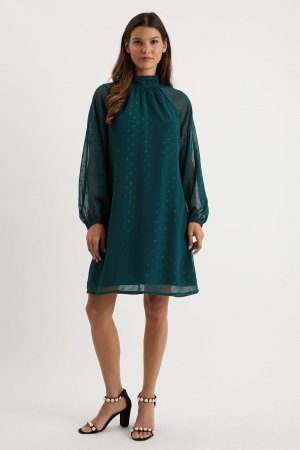 Платье прямого кроя с блестками и завязками на спине , зеленый Wallis