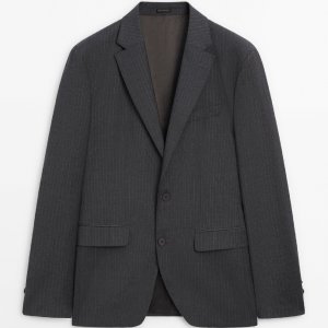 Пиджак 100% Wool Striped Suit, серый Massimo Dutti