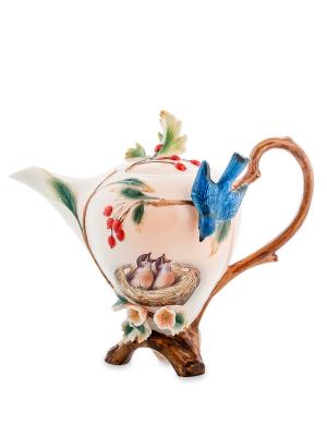 Заварочный чайник Голубые птицы (Pavone) Pavone. Цвет: голубой,розовый