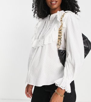 Белая блузка с оборками и вышивкой ришелье -Белый River Island Maternity