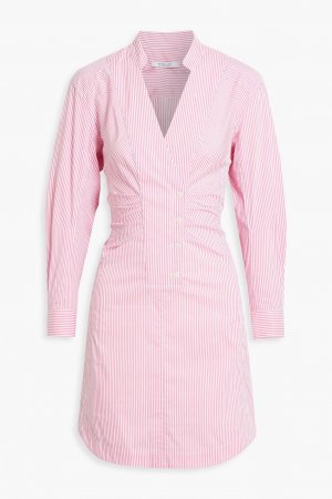 Платье-рубашка мини из хлопкового сатина в полоску со сборками Beverly DEREK LAM 10 CROSBY, розовый Crosby