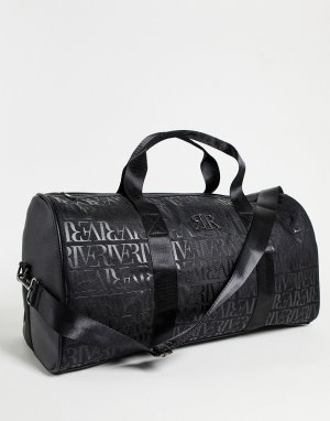 Черная спортивная сумка с монограммой -Черный цвет River Island