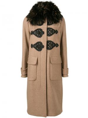 Пальто с меховым воротником Bazar Deluxe. Цвет: бежевый