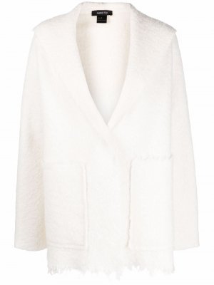 Пальто с капюшоном и бахромой Avant Toi. Цвет: белый