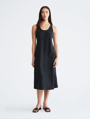 Платье-майка миди с круглым вырезом , черный Calvin Klein