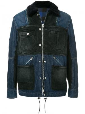 Джинсовая куртка дизайна пэчворк Sacai. Цвет: синий