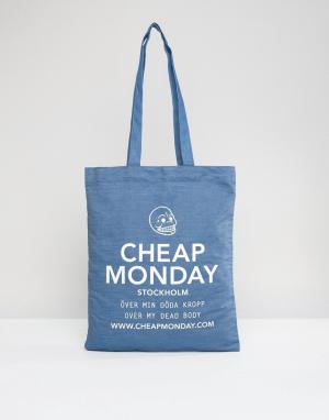 Джинсовая сумка-шоппер Cheap Monday. Цвет: синий