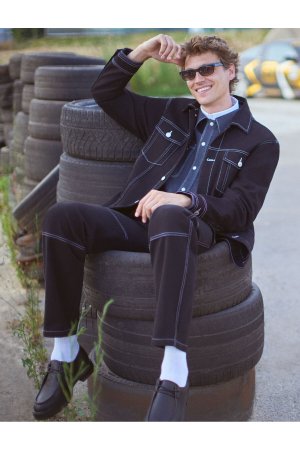 Джинсовая куртка с карманом на пуговицах и детальным воротником рубашки , черный Koton