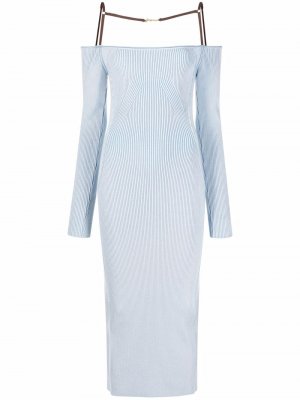 Платье миди Sierra с открытыми плечами Jacquemus. Цвет: синий