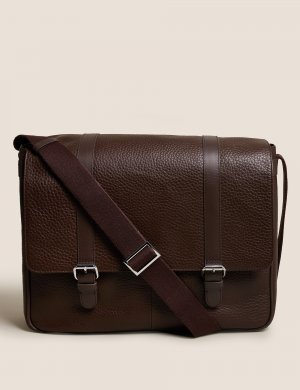 Кожаная сумка-мессенджер , коричневый Marks & Spencer