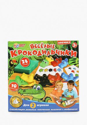 Игра настольная Умные Игры Весёлые крокодильчики, 10 крокодильчиков + 24 карточки. Цвет: разноцветный