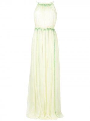 Длинное шифоновое платье с вырезом халтер Alberta Ferretti. Цвет: зеленый