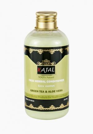 Кондиционер для волос Kajal Смягчающий травяной  Зеленый чай и Алоэ Вера, 200 мл. Цвет: зеленый