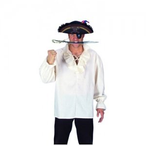Белая пиратская рубаха с оборкой (1032), 50-52. Andrea