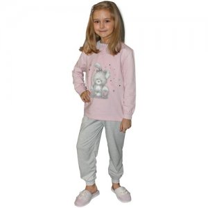 Пижама для девочек с зайчиком 36-38р Giotto. Цвет: розовый