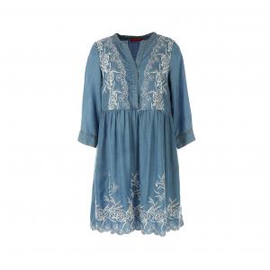 Платье короткое с длинными рукавами RENE DERHY. Цвет: синий