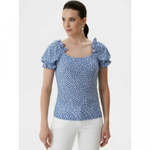 Блуза , размер 50, голубой Арт-Деко. Цвет: голубой
