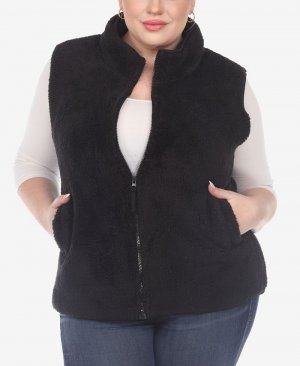 Женская куртка-жилет из шерпы на молнии больших размеров , черный White Mark