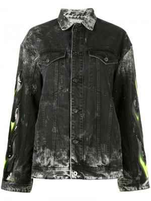 Джинсовая куртка с декором Renegade Filles A Papa. Цвет: чёрный
