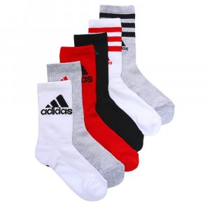 Комплект из 6 детских молодежных носков с мягкой подкладкой средней длины, красный Adidas
