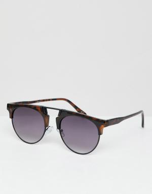Круглые солнцезащитные очки в черепаховой оправе Jeepers Peepers. Цвет: коричневый