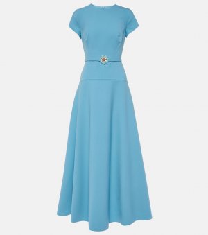 Платье макси из смесовой шерсти с поясом Oscar De La Renta, синий Renta