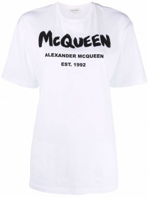 Футболка с логотипом Alexander McQueen. Цвет: белый