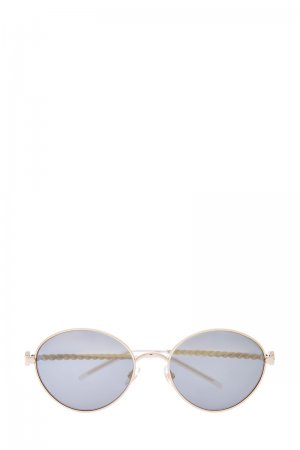 Солнцезащитные очки с вытыми дужками и тонкой золотистой оправой ELIE SAAB. Цвет: none