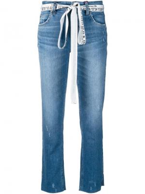 Укороченные джинсы с принтом на поясе Cambio