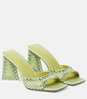 Атласные туфли-мофели mini devon с декором , зеленый The Attico