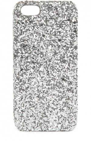 Чехол для iPhone SE/5s/5 с глиттером Saint Laurent. Цвет: серебряный
