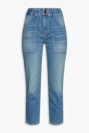 Укороченные зауженные джинсы средней посадки с выцветшим эффектом , средний деним Veronica Beard