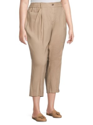 Укороченные зауженные брюки из льняной смеси Plus , цвет Mushroom Calvin Klein