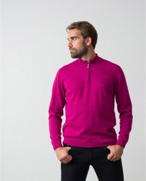 Мужской свитер Perkins с воротником фуксии , фуксия Etiem. Цвет: розовый