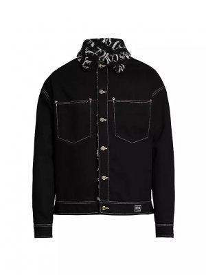 Джинсовая куртка Trucker с отделкой из искусственного меха , черный Versace Jeans Couture