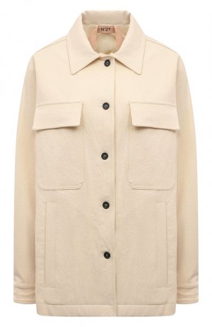 Куртка из хлопка и шерсти N21. Цвет: кремовый