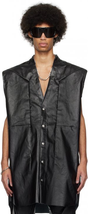 Черная джинсовая рубашка с покрытием , цвет Black Rick Owens