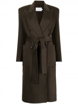 Двубортное пальто с поясом Low Classic. Цвет: коричневый