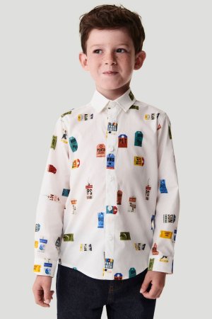 Рубашка для мальчика с длинными рукавами и вешалкой Принт , белый Paul Smith