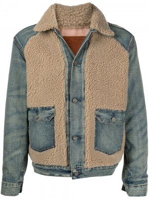 Джинсовая куртка с флисовыми вставками Ralph Lauren RRL. Цвет: разноцветный