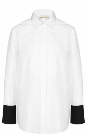 Блуза прямого кроя с контрастными манжетами и запонками By Malene Birger. Цвет: белый