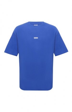 Хлопковая футболка HUGO. Цвет: синий