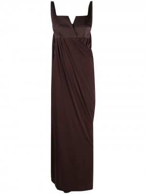 Длинное платье с драпировкой и открытой спиной Bevza. Цвет: коричневый