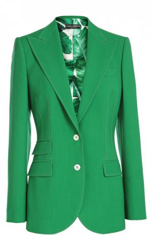 Шерстяной костюм-тройка с приталенным жакетом и расклешенными брюками Dolce & Gabbana. Цвет: зеленый