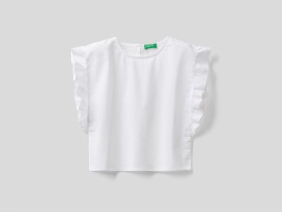 Рубашка из муслина Benetton. Цвет: белый
