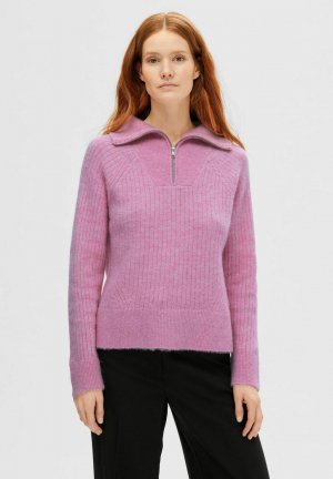 Вязаный свитер HALF-ZIP , цвет moonlite mauve Selected Femme