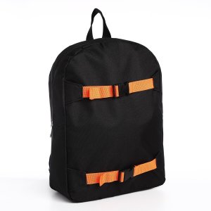 Рюкзак текстильный с креплением для скейта, 38х29х11 см, 38 х цвет черный черный, отдел на молнии, красный NAZAMOK
