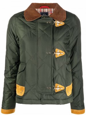 Стеганая куртка с вельветовым воротником Fay. Цвет: зеленый