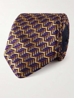 Шелковый жаккардовый галстук шириной 7 см, фиолетовый Missoni